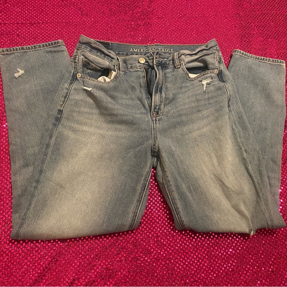 american eagle distress light blue jeans size 6